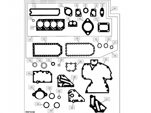 RE527042 Juego completo de juntas 4 cilindros